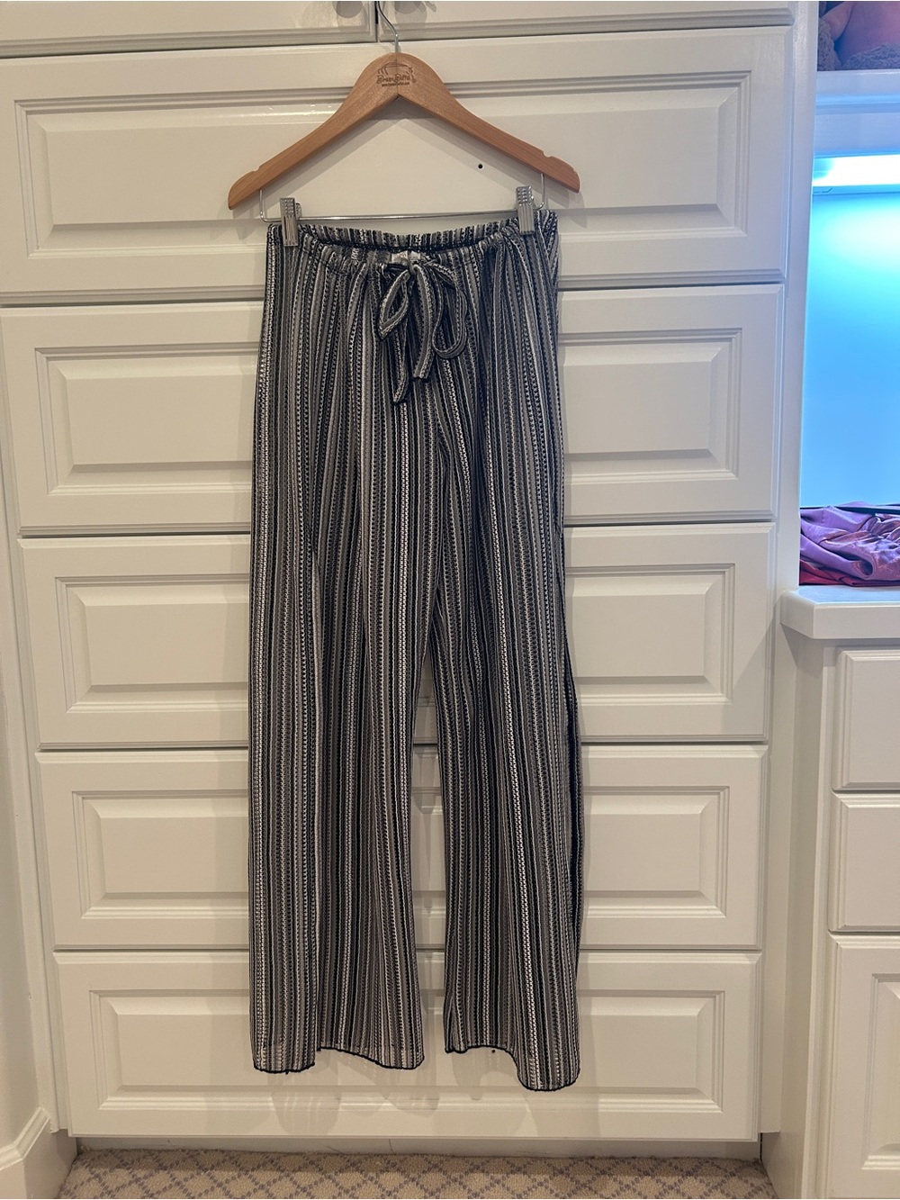BECCA Black and White Striped Swim Coverup Pants